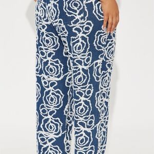 Blue and White Floral Women's Pants